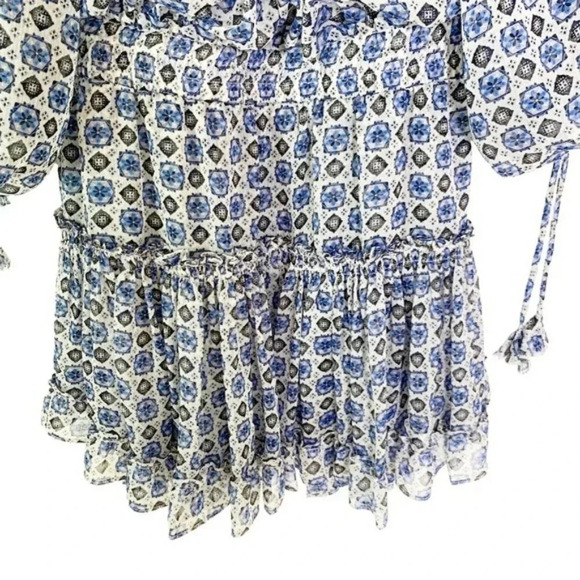 MISA Zonia Chiffon Mini Dress in Scorpio’s Tile Blue Size S NWT - Picture 10 of 14